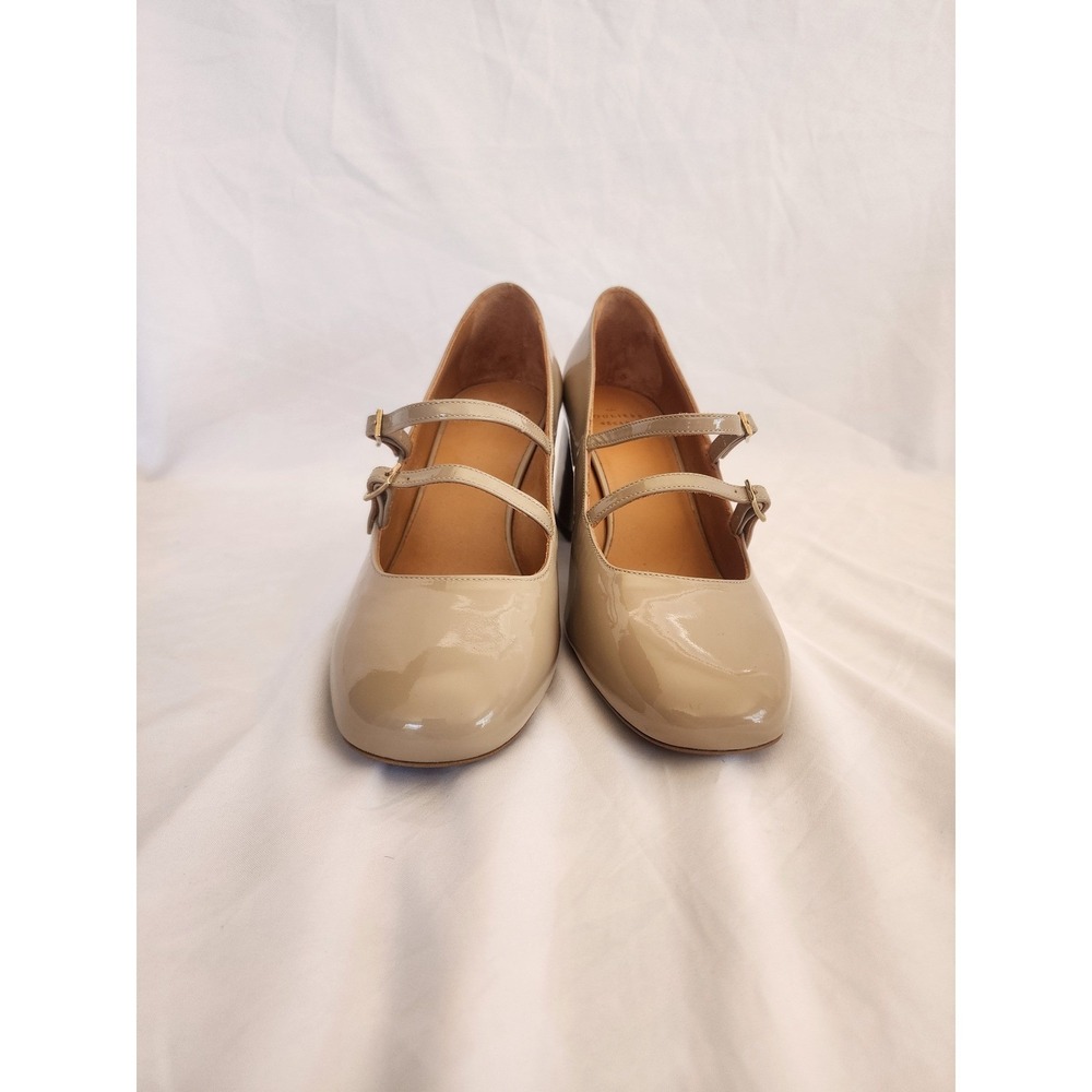 Sezane Paula Babies Mary Jane Nude Patent Leather Block Heel Pumps Size 39 US 8 - Picture 4 of 13